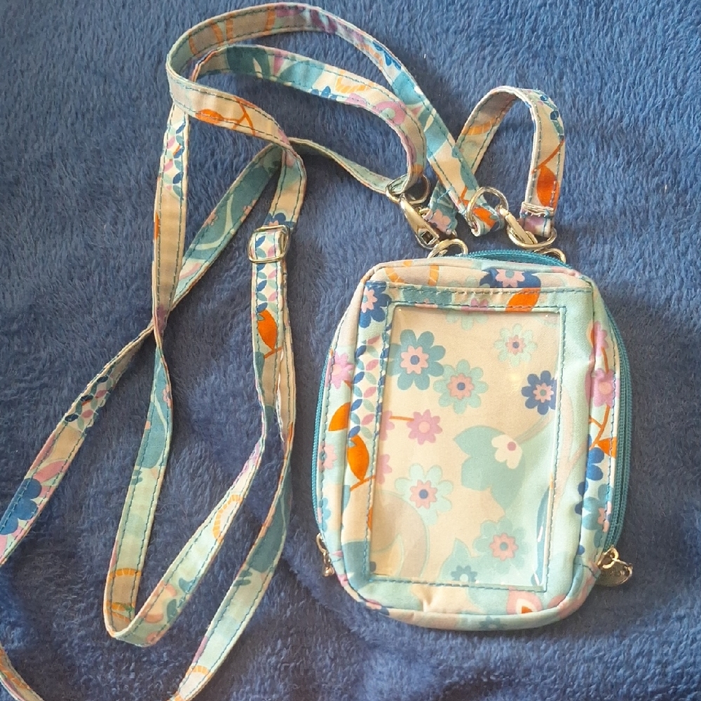 Debra Valencia Floral Crossbody Bag - Blue and Pink. Like New. NICE Purse
